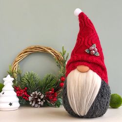 Christmas gnome with Slouchy hat, Holiday gnome decor