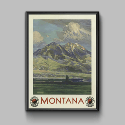 montana vintage travel poster, digital download