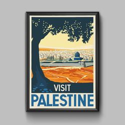 Visit Palestine vintage travel poster, digital download