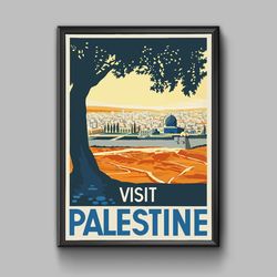 visit palestine vintage travel poster, digital download