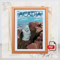 Acadia National Park, Cross Stitch Embroidery PDF, Pattern Download Cross Stitch