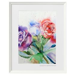 roses flower original art painting picture artwork