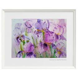 Irises Flower Original Art Painting Picture Artwork