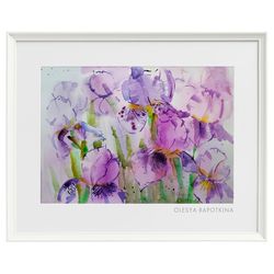 irises flower original art painting picture artwork
