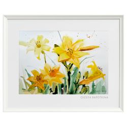 Daylilies Flower Original Art Painting Picture Artwork