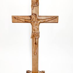 Crucifix catholic cross 18.5" height, Crucifix Wooden cross, Carved wooden cross, Wooden Crucifix, Jesus Christ