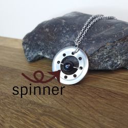 Futuristic spinner necklace adults Cyberpunk fidget necklace with chain Alternative jewelry recycled