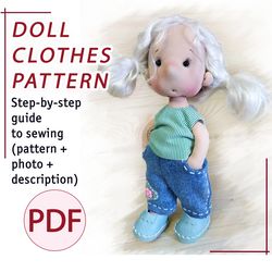 Pattern for sewing doll clothes PDF, tutorial of clothes for dolls 8 inches tall