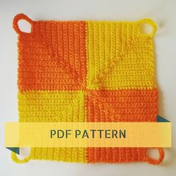 Crochet Pot Holder Pattern, Kitchen Orange Pot Holder
