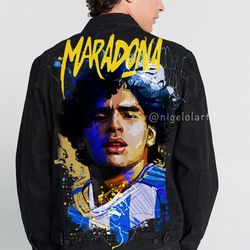 Maradona fifa 22 Painted denim jacket Hand made Customized denim jacket Portrait