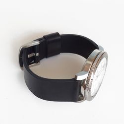Black Watch Strap, genuine leather, watchband 16,18,19,20,22,23,24mm