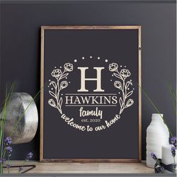 family last name floral wreath