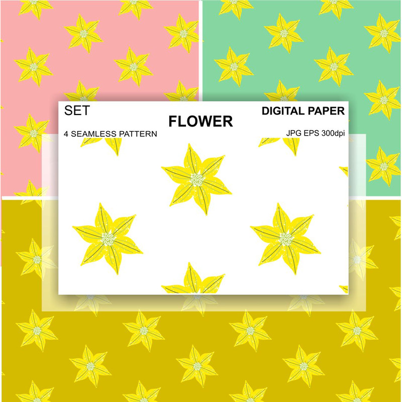 Seamless-pattern-flowers-stars-yellow
