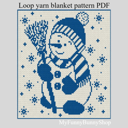 loop yarn finger knitted snowman with broom blanket pattern pdf download
