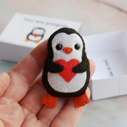 Little Pocket Hug Penguin. Isolation Gift for Someone You Love. Tiny penguin. Send some love. St valentines day