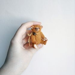 miniature plush bear vintage style
