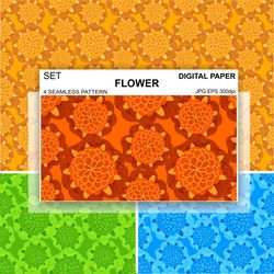 flowers seamless pattern vector circles digital paper fabric postcards endless background wallpaper scrapbooking velvets