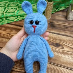 Handmade crochet rabbit soft toy rabbit  for sale Rabbit length from ears 9 inches (23 centimeters)