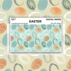 Easter Digital Paper Eggs Seamless Pattern Geometry Wallpaper Packaging Fabric Background License Abstraction