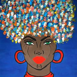black queen painting woman original art african american art black woman