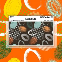 Easter Digital Paper Eggs Seamless Pattern Geometry Wallpaper Packaging Fabric Background License Abstraction