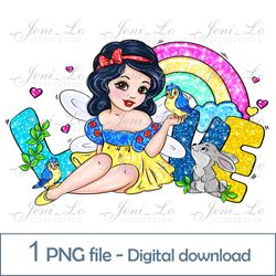 Baby Fairy Love 1 PNG file Little Princess Rainbow Clipart glitter letters Sublimation gift for princess design Download