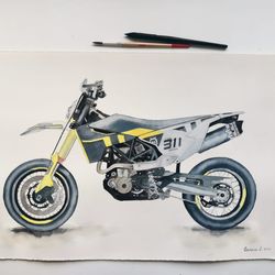 Watercolor motorcycle painting
