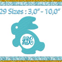bunny monogram frame machine embroidery design instant download