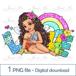 Baby Fairy Love 1 PNG file Little Princess Polynesia Clipart glitter letters Sublimation Rainbow design Digital Download