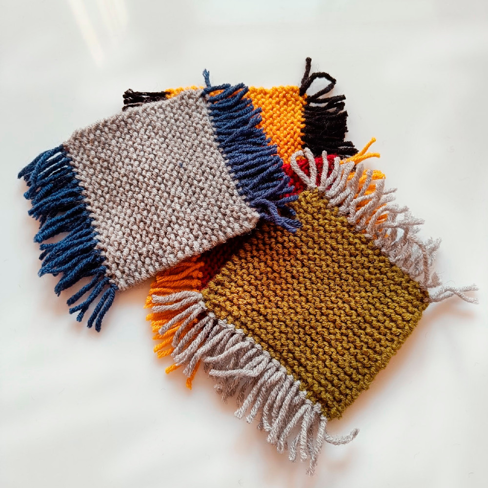 Harry Potter House Colors hand knit Coasters - Set of 4 item Knit coasters Griffindor knit coasters Graduations gift