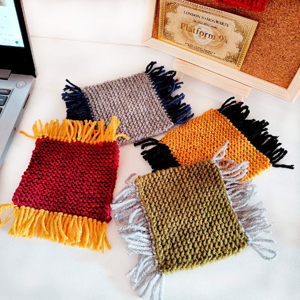 Harry Potter House Colors hand knit Coasters - Set of 4 item