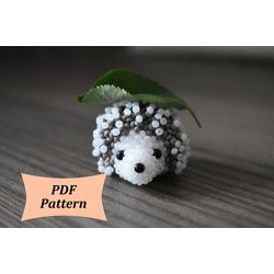 3D bead pattern, 3d beading, hedgehog tutorial, easy beaded animal pattern in PDF. How to make your personal animal.