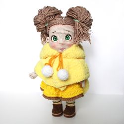 Doll crochet pattern PDF in English  Amigurumi winter clothes doll DIY gift for baby girl