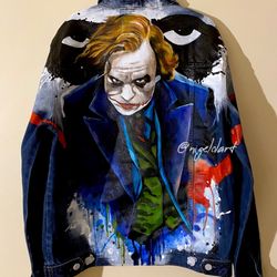 Painted Denim Jacket Handmade Custom denim jacket Personalized jean jackets Portraits from photos joker venom Superman