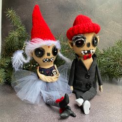 Goth christmas . Shelf sitting christmas elf . Halloween . Rag doll . Creepy  dolls . Handmade doll .Gothmas  .