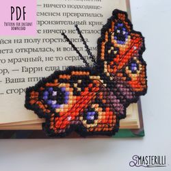 Butterfly bookmark cross stitch pattern PDF, plastic canvas pattern & tutorial, realistic uinsect cross stitch pattern