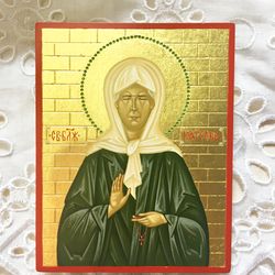 Saint Matrona of Moscow | Christian saints | Holy Icon | travel size icon | Hand painted icon | orthodox icon