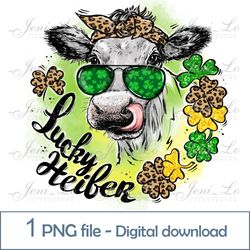 lucky Heifer 1 PNG file Lucky Cow Clipart Patricks Day Sublimation Funny Holiday Design Cow print Digital Download