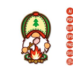 Layered Gnome  tourist  with marshmallow SVG