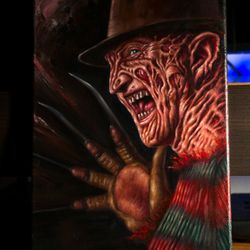 Original freddy krueger oil painting, A Nightmare on Elm Street, Horror portrait, Hand painted, Halloween gift