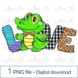 crocodile love 1 png file favorite pet sublimation cute animal design leopard print baby crocodile digital download
