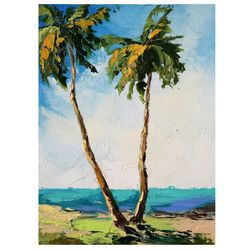 Beach Painting Palm Tree Painting California Coast Original Art