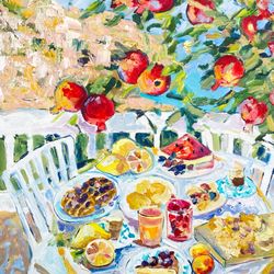 Landscape painting Oil painting on canvas Food painting Fauvism art Seascape art studio Gala Pomegranate tree Seascape