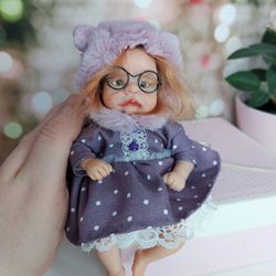 OOAK realistic clay baby doll 6.6 inch