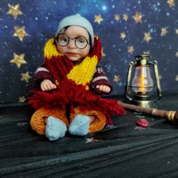 OOAK realistic clay baby doll Harry Potter, minireborn 6. 5 inch