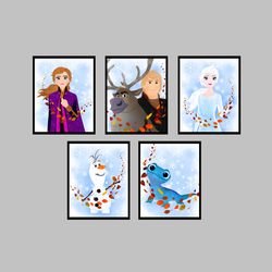 Frozen Disney Set Art Print Digital Files decor nursery room watercolor