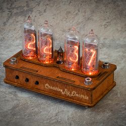 Nixie Tube Clock Case IN-14 4-tubes Table Watch Vintage Gift  Home Decor  Backlight is Orange