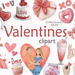 Saint Valentine's Day Clipart, Couple in Love Clipart, Digital, PNG, 300 DPI