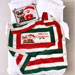 Christmas personalized blanket and pillow case for toddler boy, girl. Christmas gift set. First Holiday decor childroom.