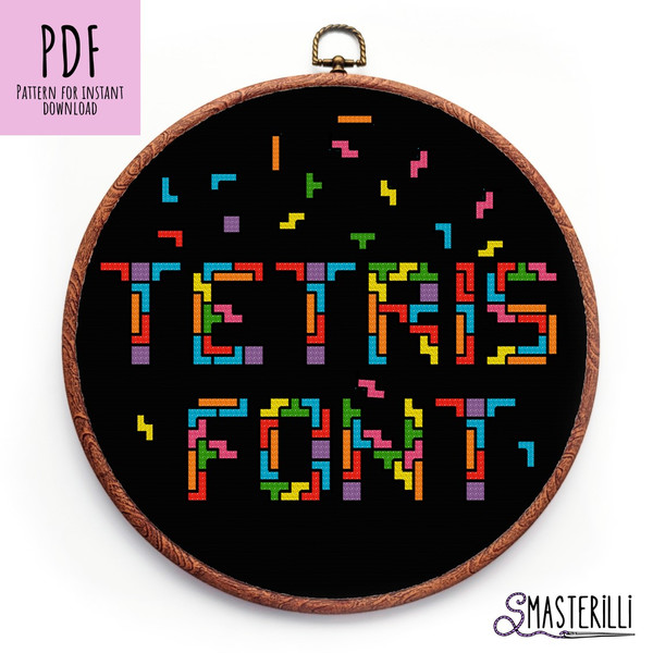 Tetris game font cross stitch pattern PDF by Smasterilli..JPG